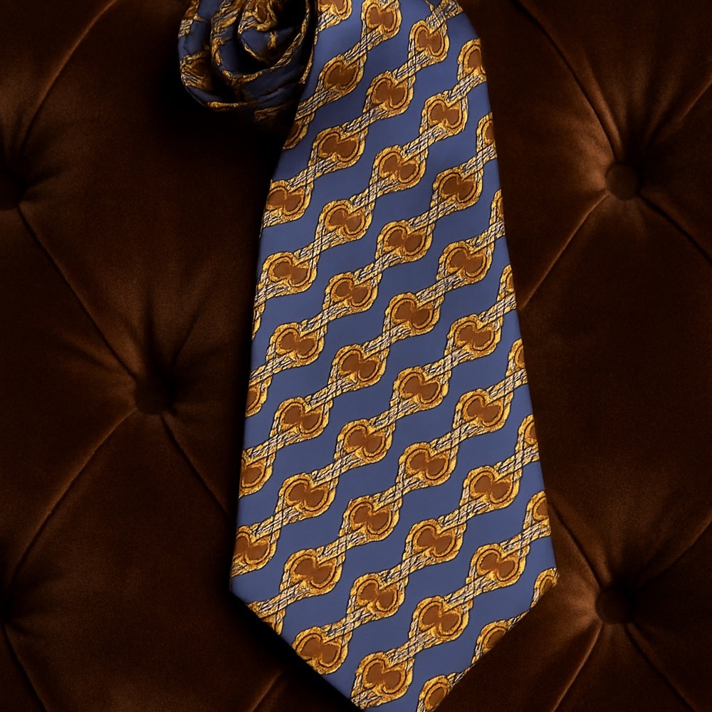 Hilditch & Key for Saks Fifth Avenue Silk Tie –‎ Nautical Rope Navy Brown